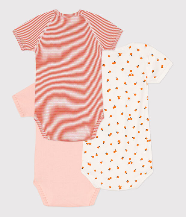 Set van 3 katoenen overslagbody's met print en korte mouwen multicouleur