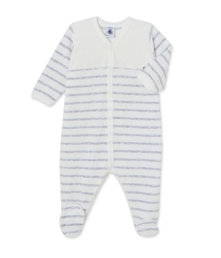 Dors bien b&eacute;b&eacute; ray&eacute; blanc LAIT/gris POUSSIERE