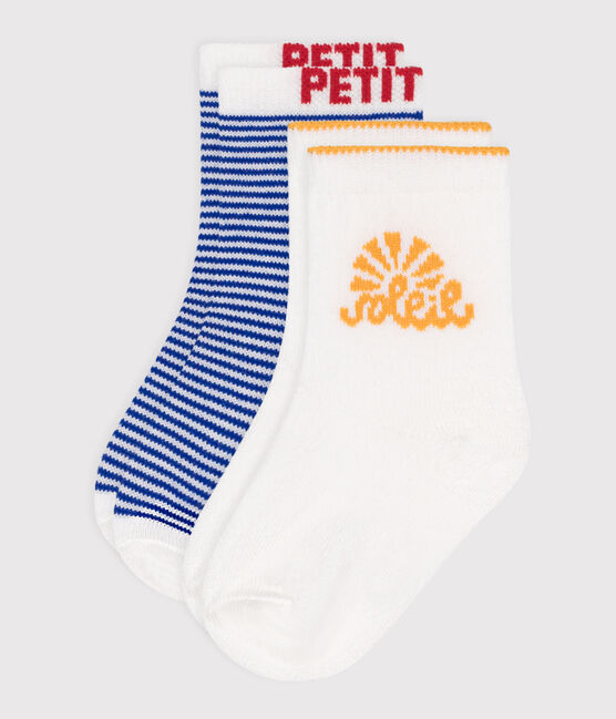 Set van 2 paar katoenen babysokken met strepen variante 1
