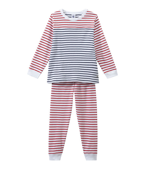 Pyjama garçon rayé blanc ECUME/blanc MULTICO