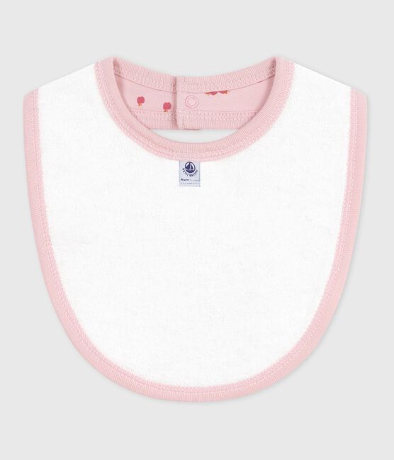 Bavoir naissance en coton imprimé rose JOLI/blanc MULTICO