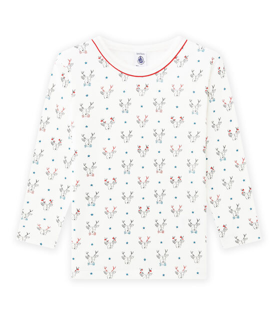 Jongens-T-shirt met lange mouwen en dessin wit LAIT/wit MULTICO