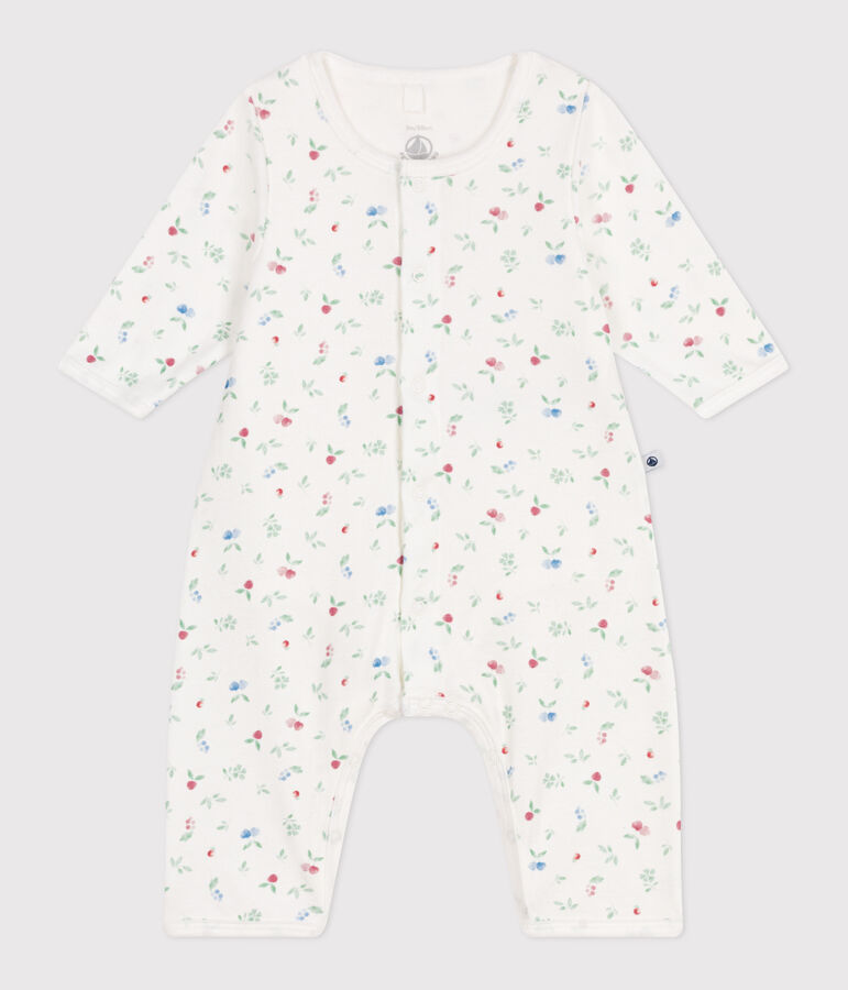 Bodyjama b&eacute;b&eacute; en coton sans pieds fruits blanc/multicouleur