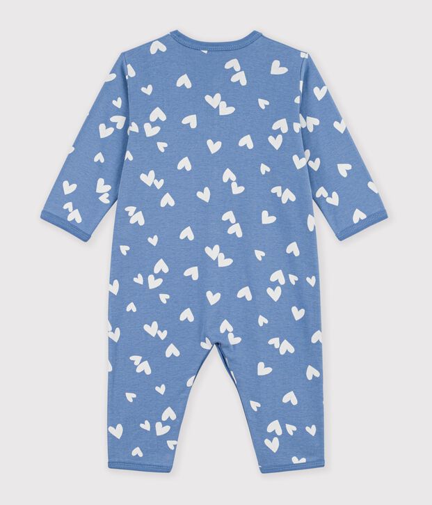 Pyjama b&eacute;b&eacute; en coton sans pieds imprim&eacute; c&oelig;urs blauw/wit