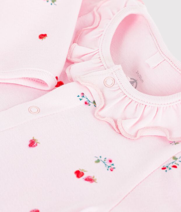 Katoenen babypyjama met bloemenprint roze/multicouleur