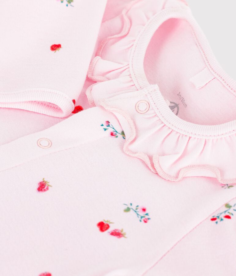 Katoenen babypyjama met bloemenprint roze/multicouleur