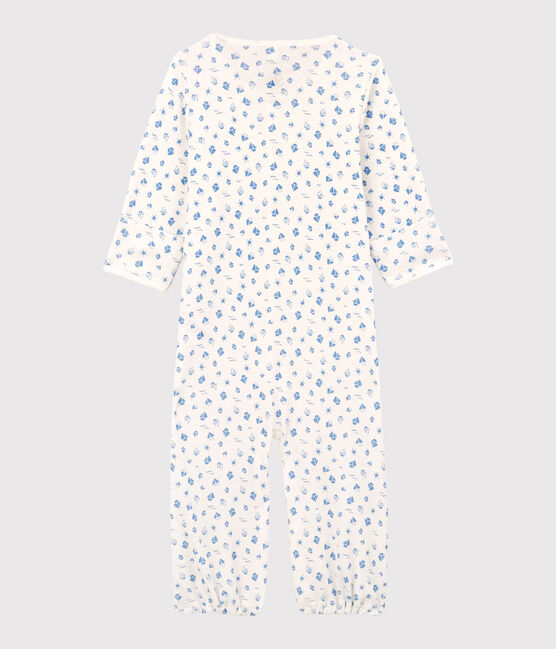 Combisac cerises bébé en coton biologique blanc MARSHMALLOW/bleu COOL