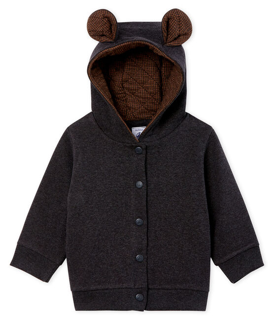 Sweatshirt à capuche bébé garçon en côte élasthanne gris CITY CHINE