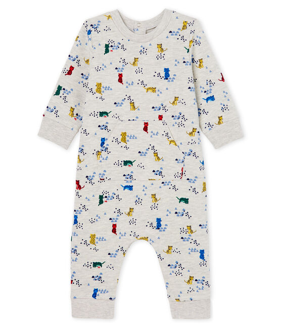 Combinaison longue imprimée bébé garçon gris BELUGA/blanc MULTICO