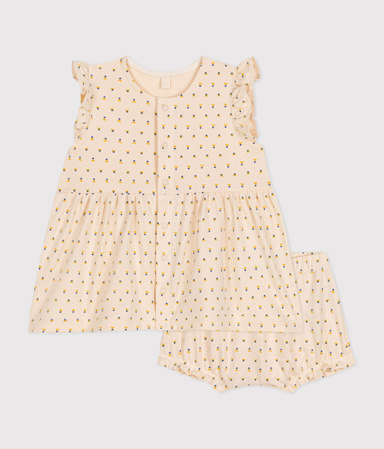 Robe sans manche avec bloomer en jersey l&eacute;ger b&eacute;b&eacute; &eacute;cru/multicouleur