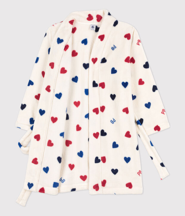 Robe de chambre en polaire enfant &eacute;cru/multicouleur