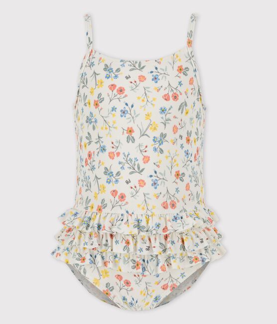 Maillot de bain 1 pièce en matière recyclée bébé blanc MARSHMALLOW/blanc MULTICO