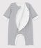 Lange gestreepte playsuit van biokatoen voor baby's wit MARSHMALLOW/blauw SMOKING