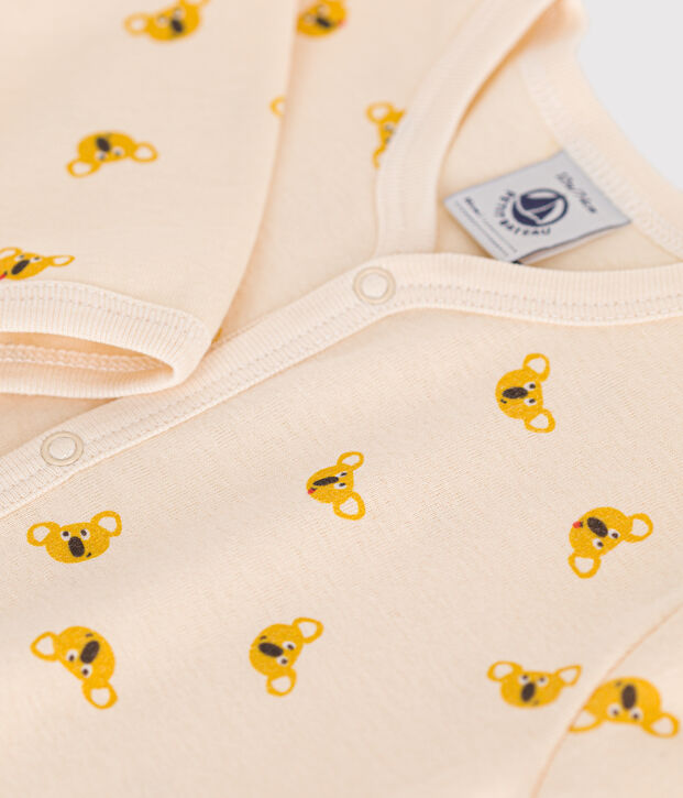 Katoenen babypyjama zonder voetjes ecru/multicouleur