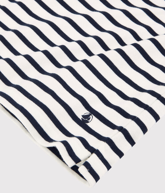 Marinetrui met korte mouwen voor dames in katoen wit MARSHMALLOW/blauw SMOKING