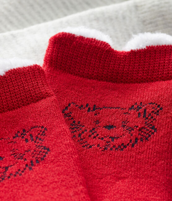 Set van 2 paar sokken voor baby mixt rood TERKUIT