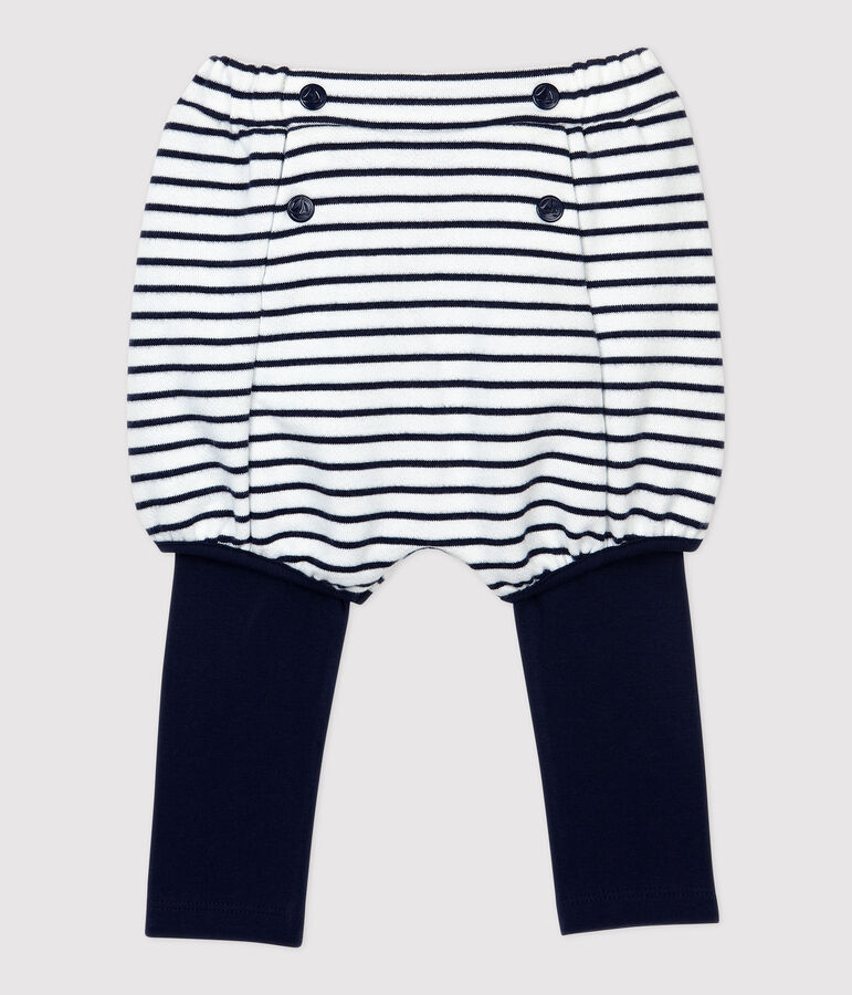 Katoenen korte baby. wit/blauw