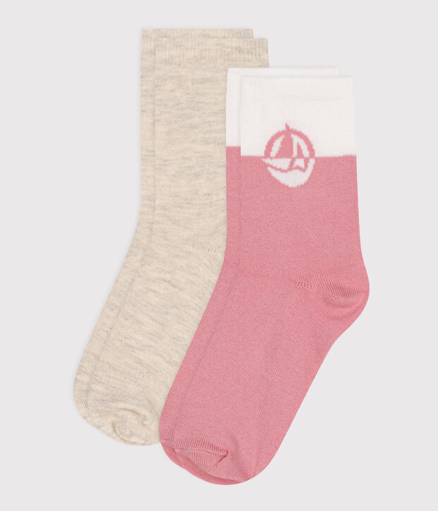 2 paires de chaussettes enfant fille en coton logo multicouleur