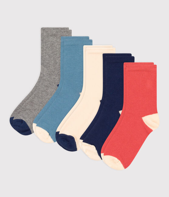 Lot de 5 paires de chaussettes unies enfant garçon-fille variante