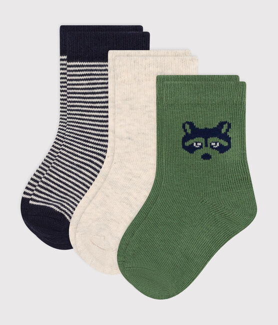 Set van 3 paar katoenen babysokken met wasbeerprint variante 1