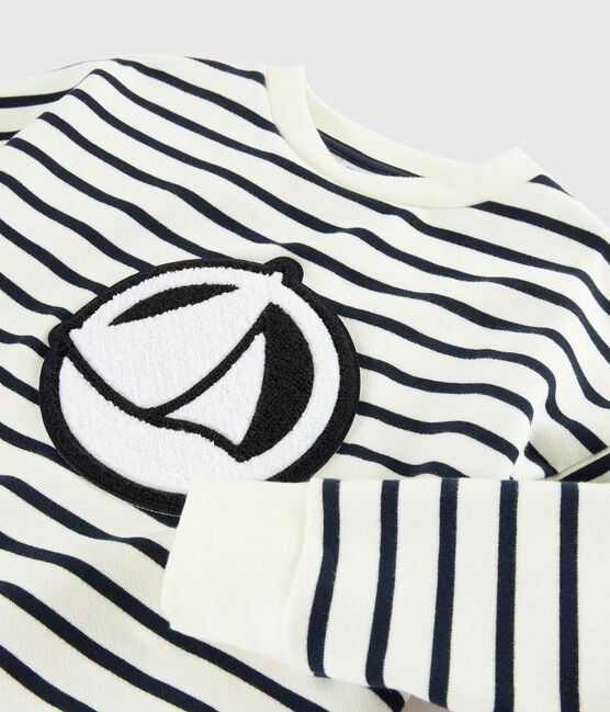 Sweatshirt jongens kinderen wit MARSHMALLOW/blauw SMOKING