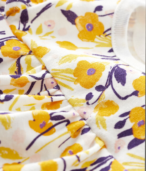 Blouse met korte mouwen babymeisje wit MARSHMALLOW/wit MULTICO