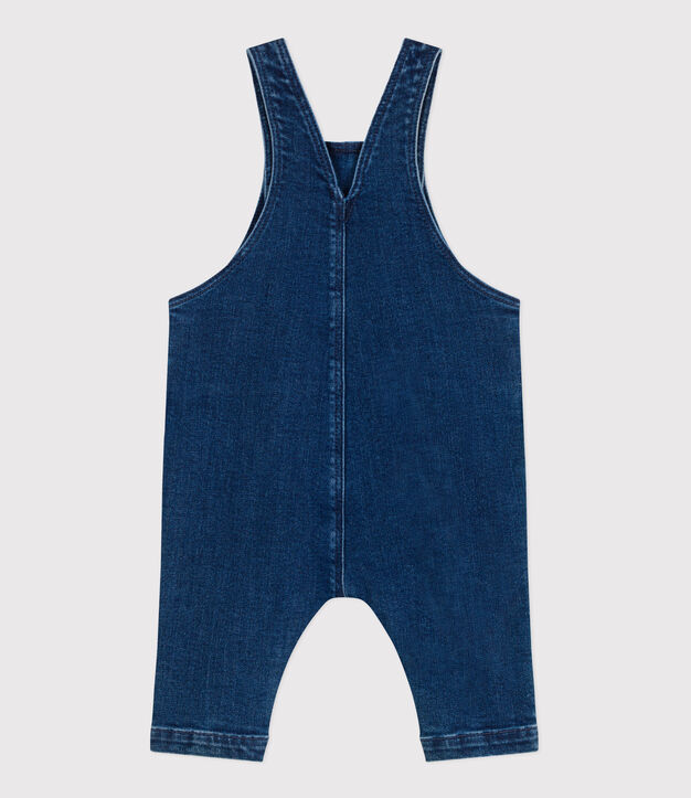 Babysalopette met lange mouwen van spijkerstof en elastaan blauw