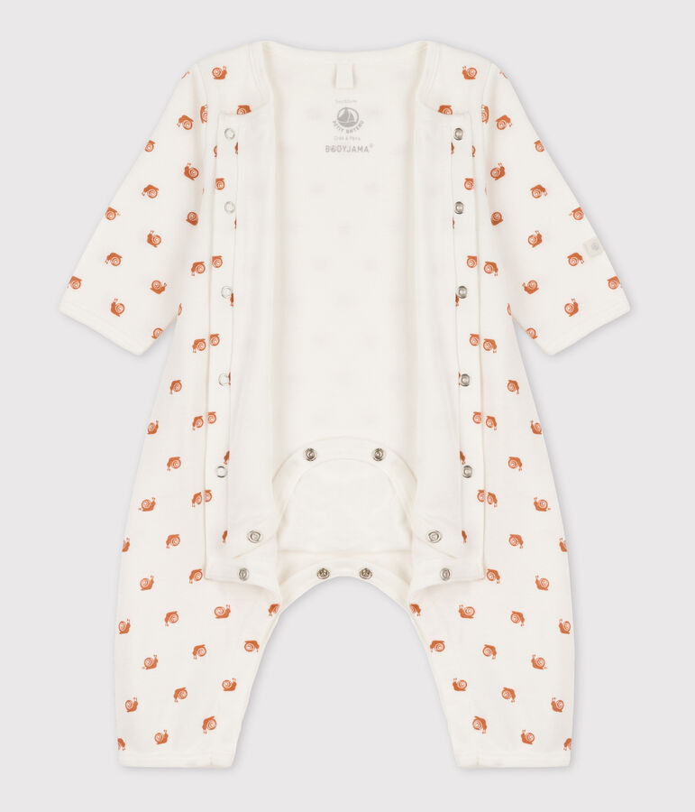Katoenen bodypyjama zonder voetjes met print wit MARSHMALLOW/ ECUREUIL