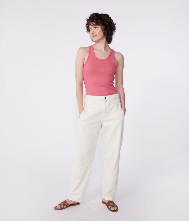 L'Iconique, effen katoenen singlet voor dames roze