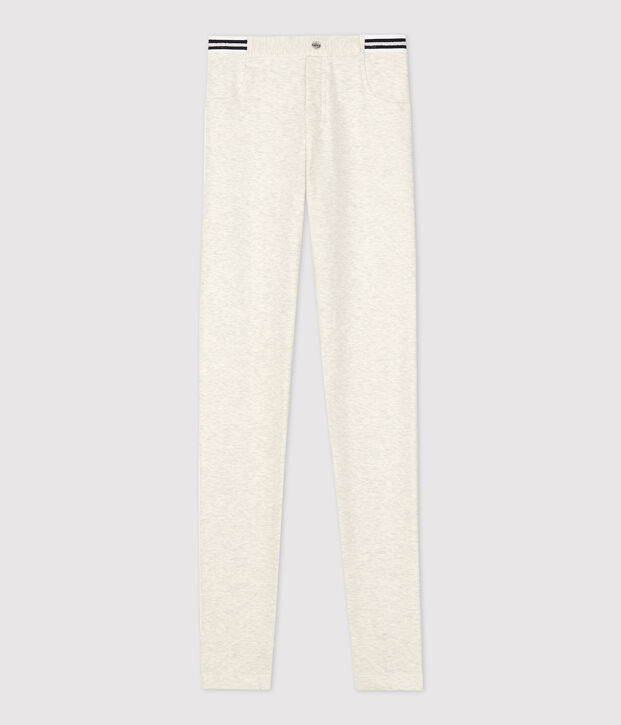 Jegging en coton &eacute;lasthanne enfant fille beige chin&eacute;