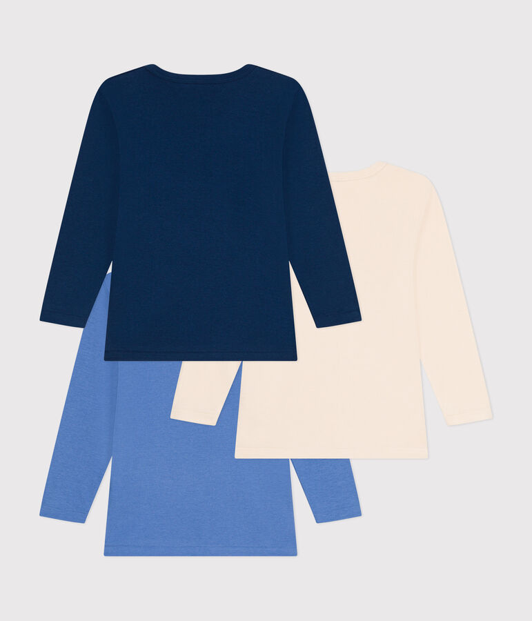 Setje met 3 basic katoenen T-shirts met lange mouw voor kinderen multicouleur