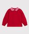 Sweatshirt &agrave; col enfant en coton uni rouge