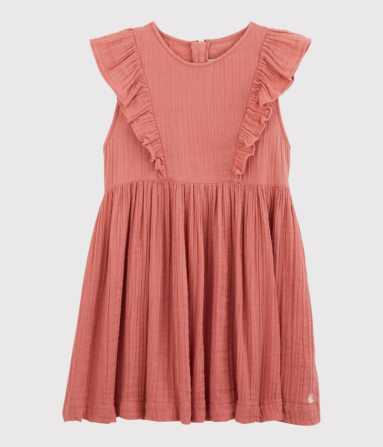 Robe en gaze de coton bio enfant fille rose PAPAYE