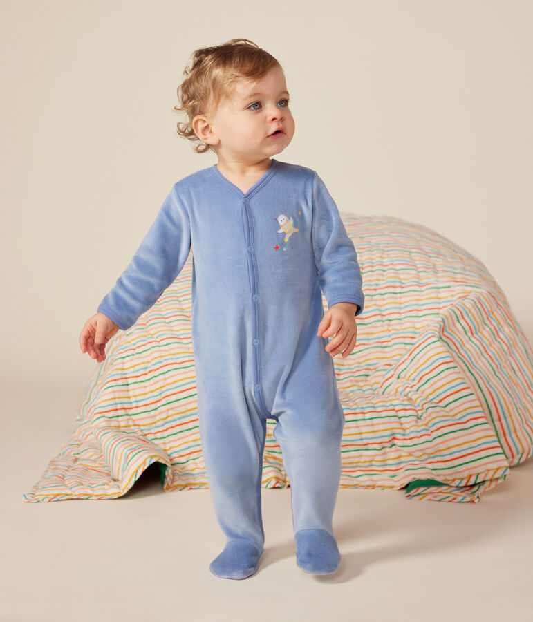Pyjama en velours b&eacute;b&eacute; bleu