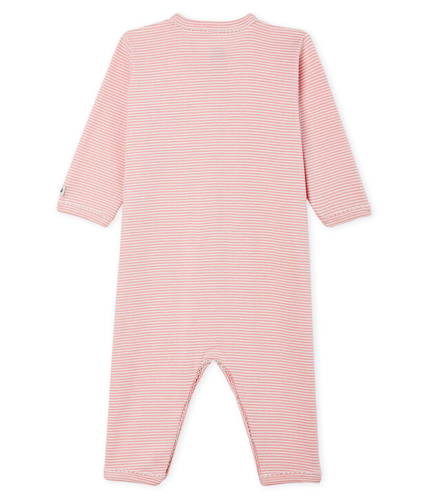 Dors bien sans pieds b&eacute;b&eacute; fille en c&ocirc;te rose/blanc