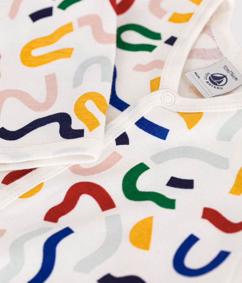 Pyjama sans pied imprim&eacute; phosphorescent en coton b&eacute;b&eacute; blanc/multicouleur