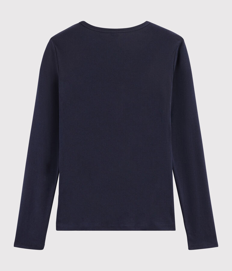 Iconisch katoenen Dames T-shirt met V-hals blauw