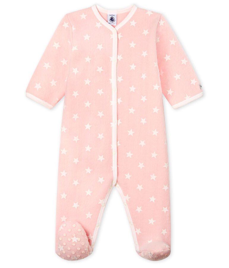 Fleece slaappakje babymeisje roze MINOIS/wit MARSHMALLOW