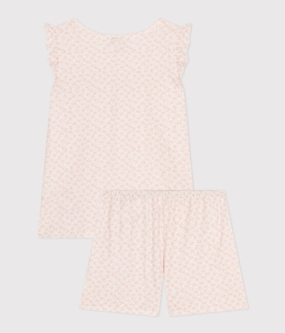 Katoenen pyjamashort met bloemenprint voor kinderen MARSHMALLOW/ PANTY