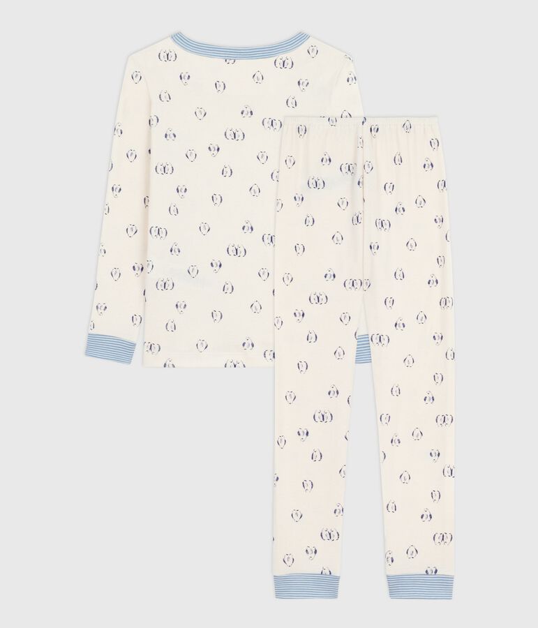 Pyjama enfant en coton tr&egrave;s ajust&eacute; imprim&eacute; bleu/bleu