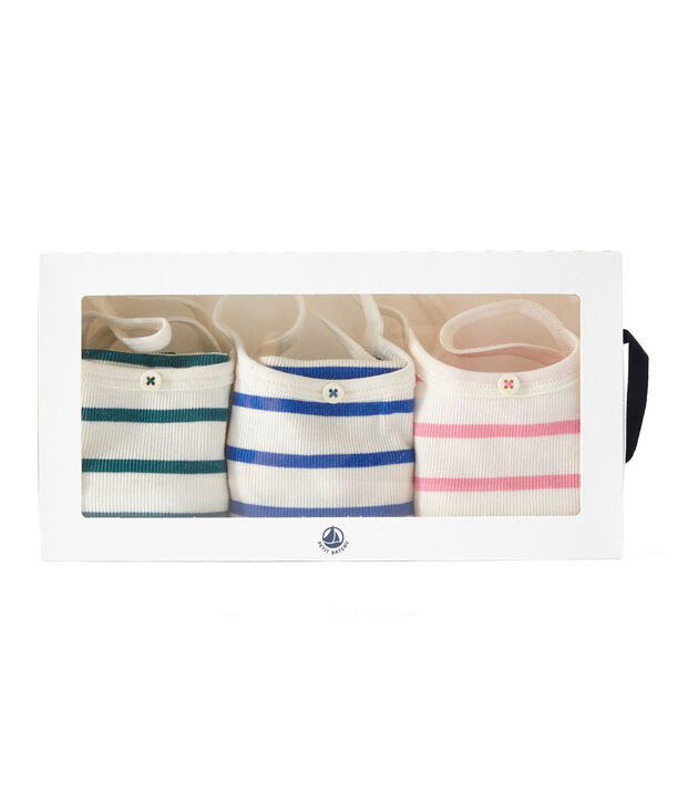 Set van 3 hemdjes met schouderbandjes meisje wit