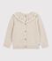 Cardigan enfant en laine et coton uni beige chin&eacute;