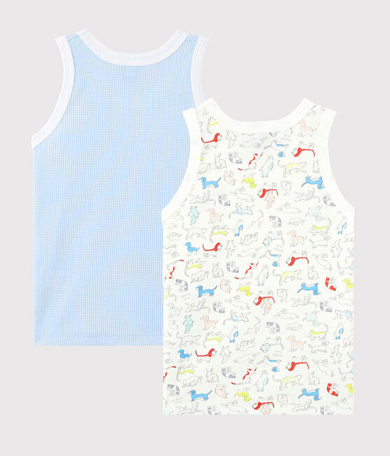 Lot de 2 débardeurs imprimé animaux  petit garçon en coton biologique variante 1