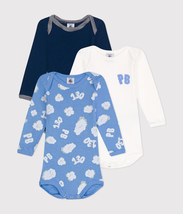 Set van 3 katoenen body's met lange mouwen voor baby's multicouleur