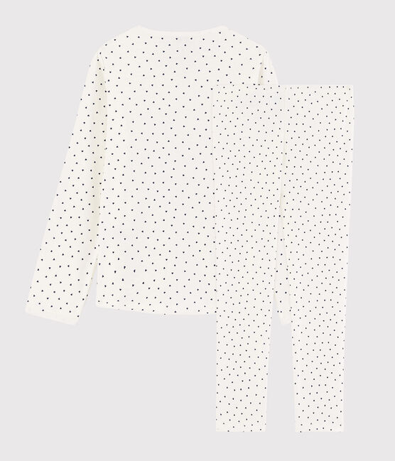 Katoenen meisjespyjama met kleine hartjes wit MARSHMALLOW/blauw MEDIEVAL