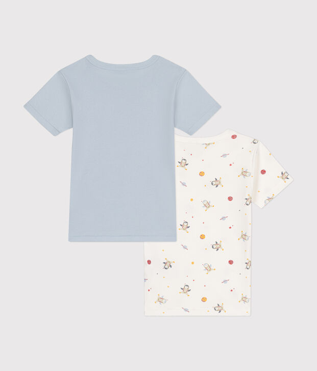 Lot de 2 tee-shirts &agrave; manches courtes espace en coton enfant multicouleur
