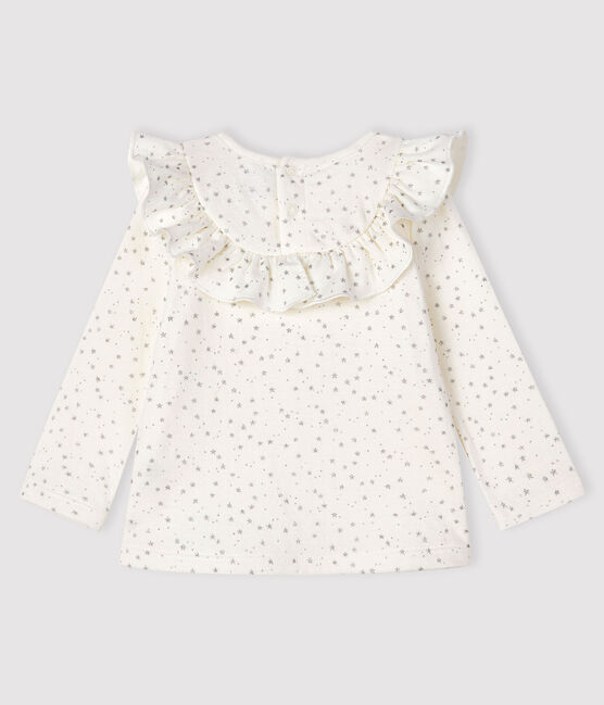 Blouse met lange mouwen babymeisje wit MARSHMALLOW/grijs ARGENT