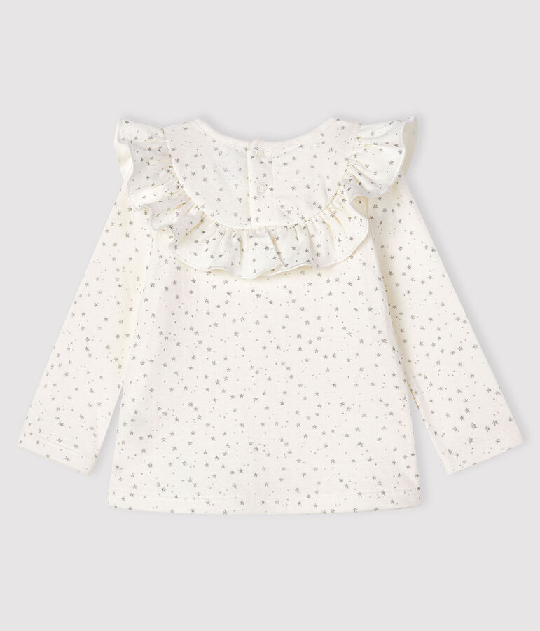 Blouse met lange mouwen babymeisje wit/grijs