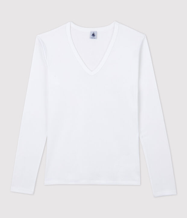 Iconisch katoenen Dames T-shirt met V-hals wit