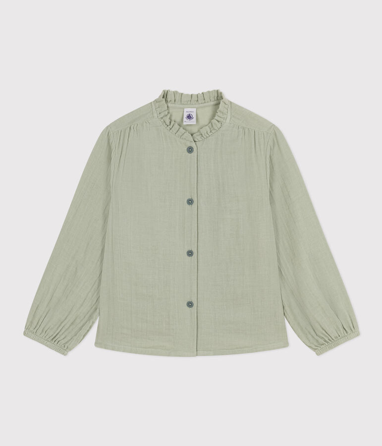 Blouse in katoenen gaas voor meisjes groen